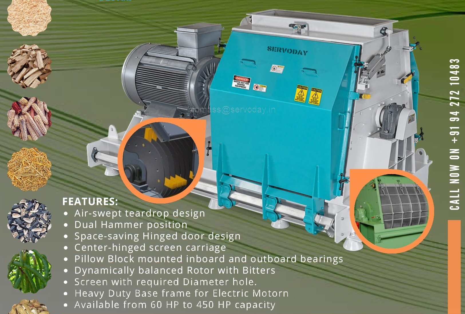 Bamboo Chips Tear Drop Hammer Mill - 1