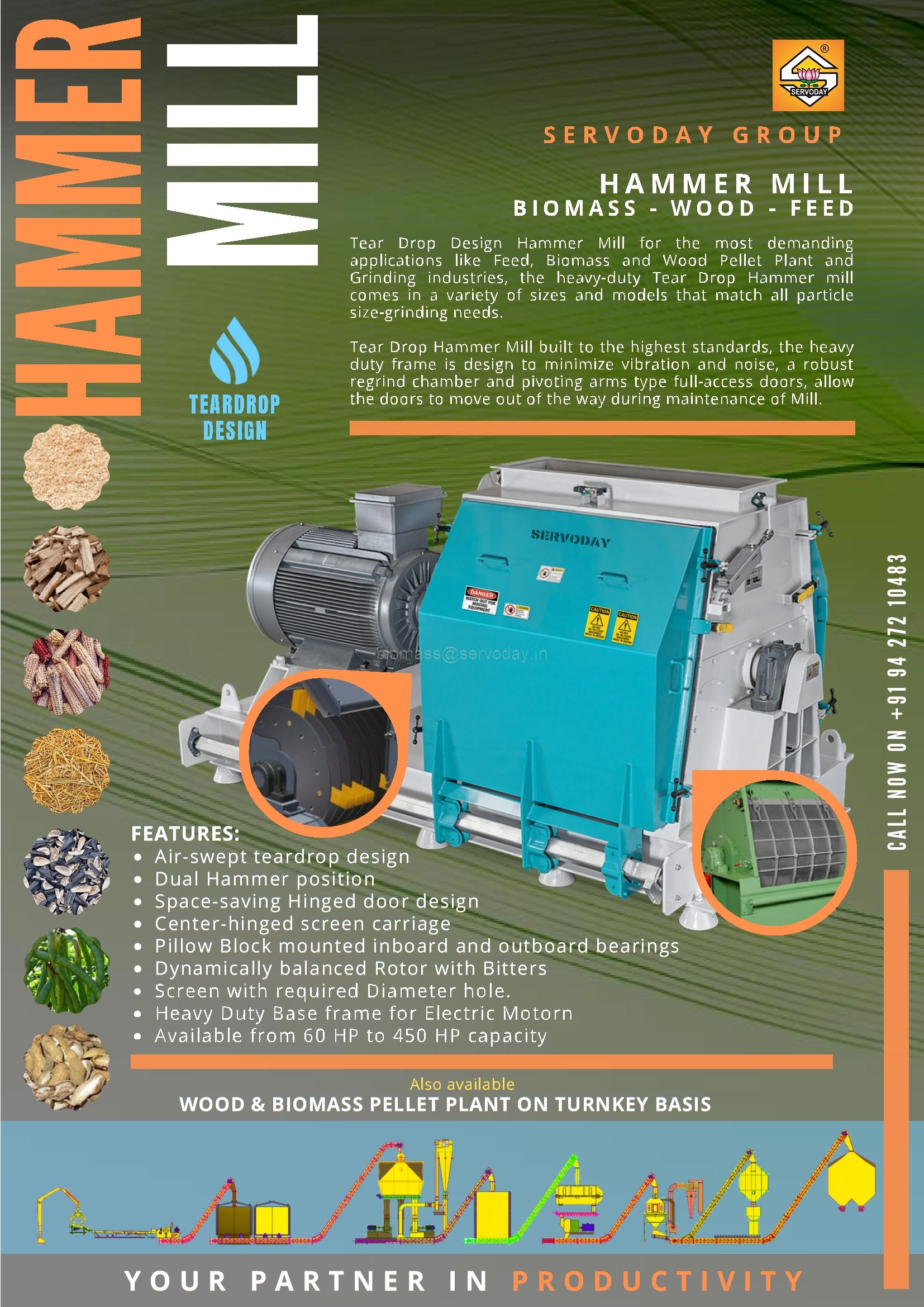 Bamboo Chips Tear Drop Hammer Mill - 2
